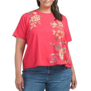 JOHNNY WAS Plus Raw Seam T-shirt Ishani. Size 2X. MSRP $138